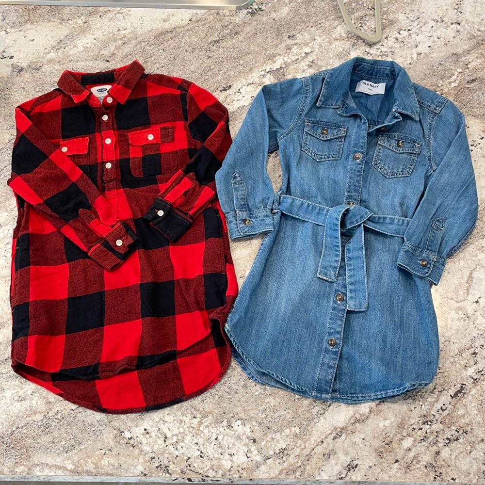 Old Navy Dress Bundle Buffalo Check Denim XS 5